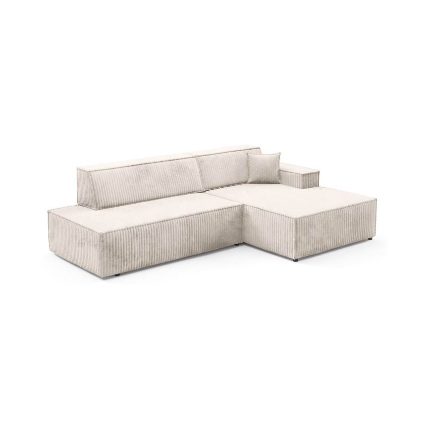 Sofá esquinero convertible en L TERAMO con arcón, versión derecha, beige