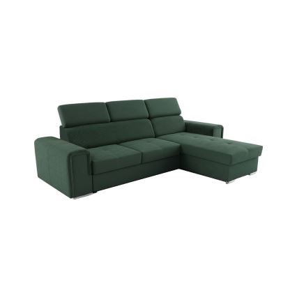 Sofá cama esquinero reversible en L con arcón SALVADA verde