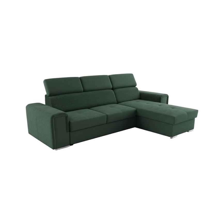 Sofá cama esquinero reversible en L con arcón SALVADA verde