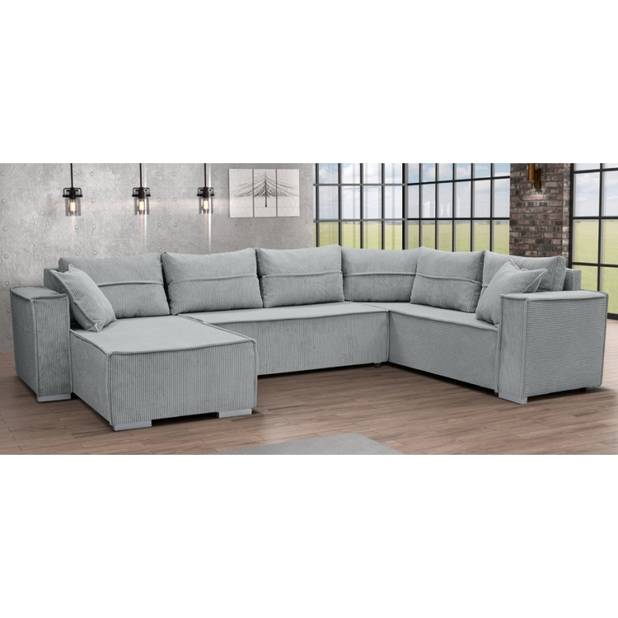 Sofá esquinero convertible en U LONDON gris