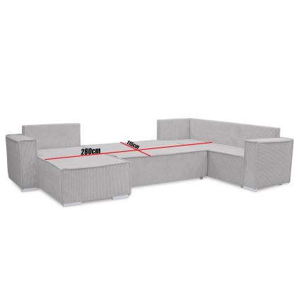 Sofá esquinero convertible en U LONDON gris