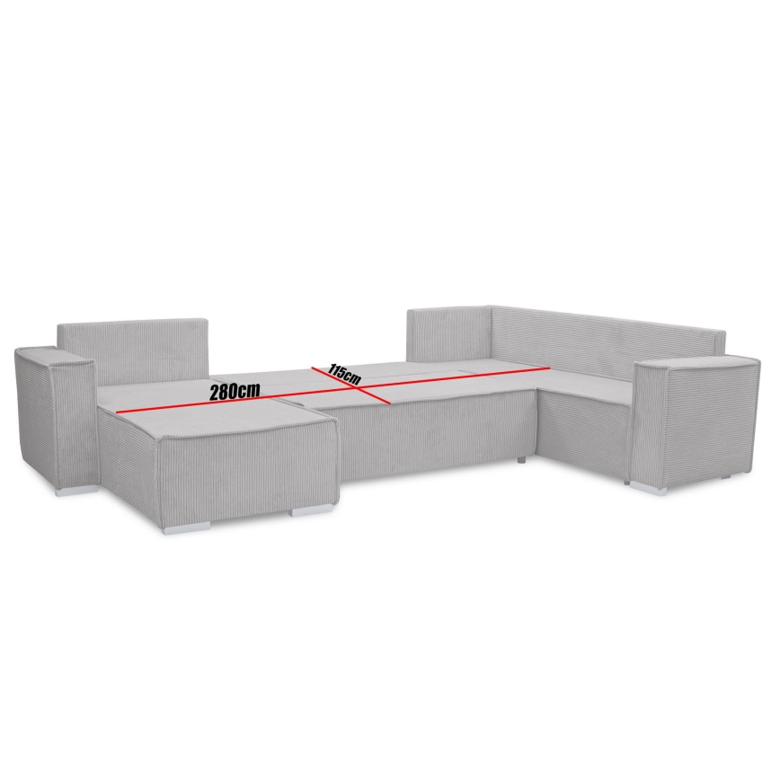 Sofá esquinero convertible en U LONDON gris