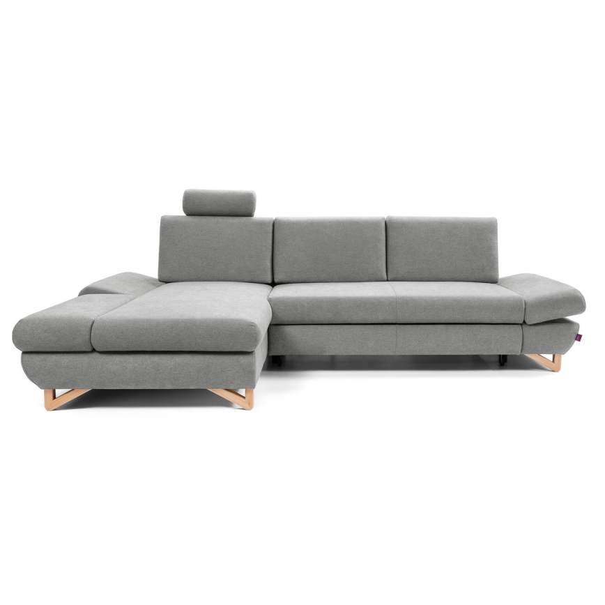 Sofá esquinero tapizado convertible con arcón en L AVESTA, orientación izquierda, gris