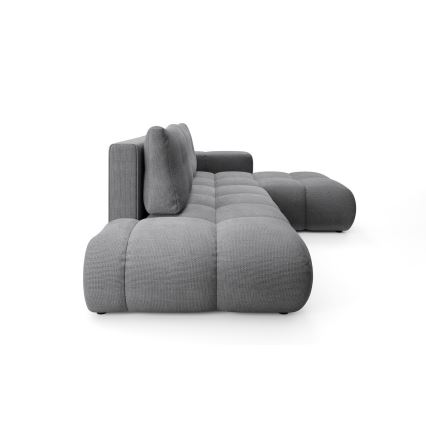 Sofá esquinero tapizado en L ALMADA, convertible con arcón, orientación derecha, gris