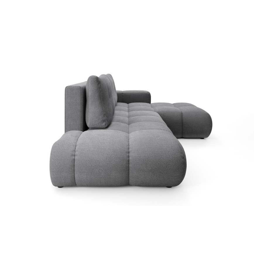 Sofá esquinero tapizado en L ALMADA, convertible con arcón, orientación derecha, gris