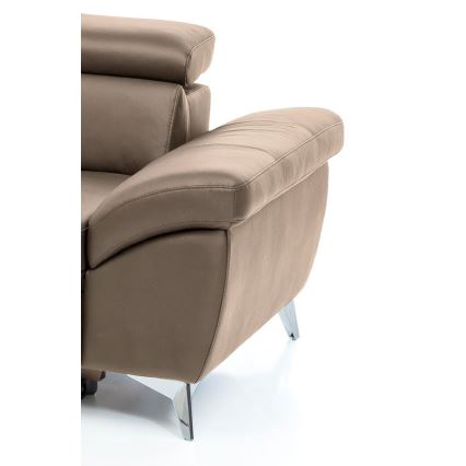 Sofá esquinero de cuero extensible en forma de L SALERNO II, lado izquierdo, color marrón