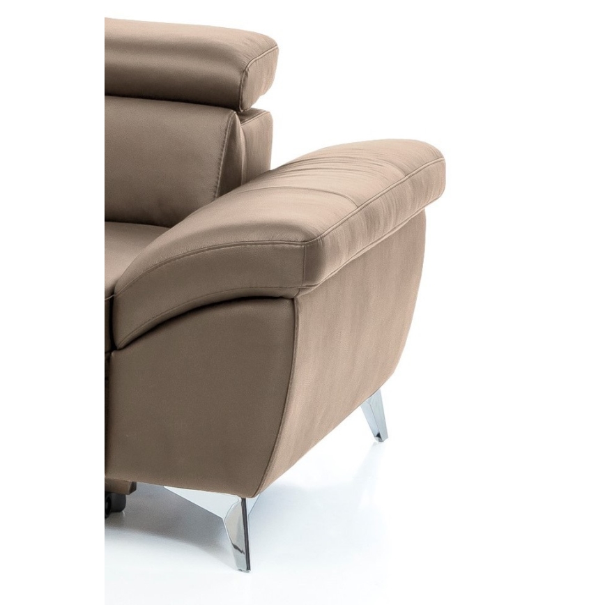 Sofá esquinero de cuero extensible en forma de L SALERNO II, lado izquierdo, color marrón