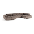 Sofá esquinero en forma de U TROPEA con reposacabezas, lado derecho, color beige
