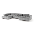 Sofá esquinero en forma de U TROPEA con reposacabezas, lado izquierdo, gris