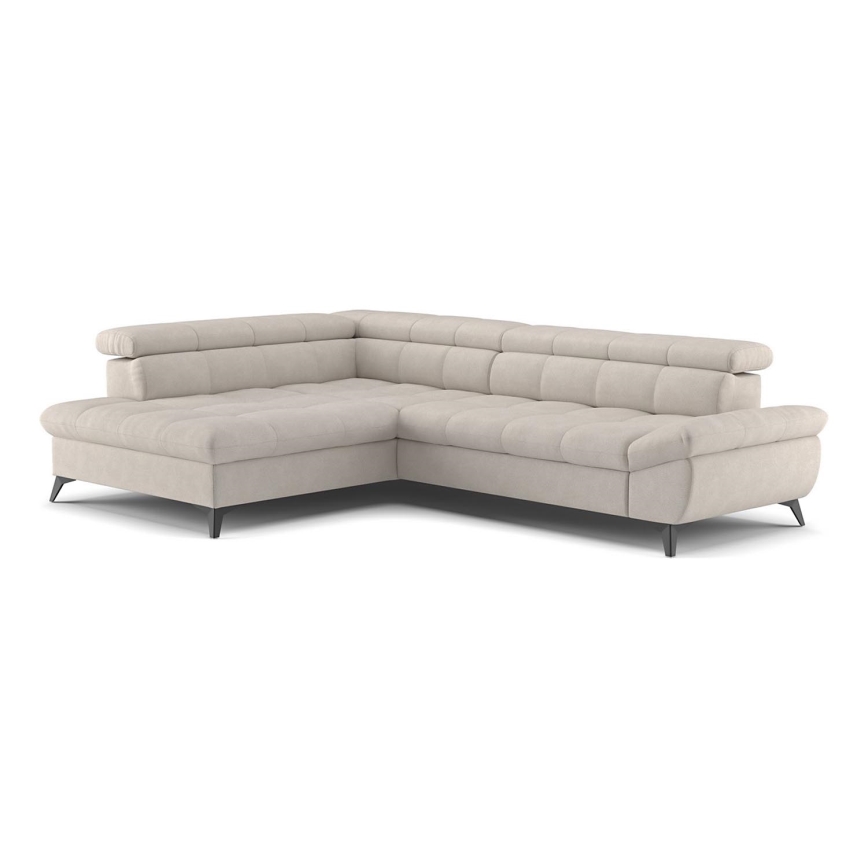 Sofá esquinero en L abatible MARANO izquierdo beige