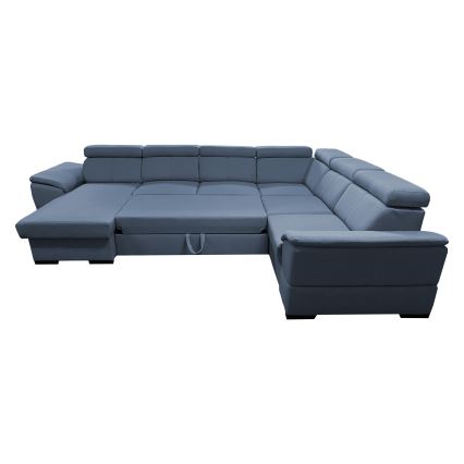 Sofá cama extensible con chaiselongue en forma de U universal con espacio de almacenamiento GRANADA azul