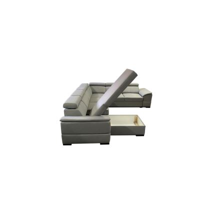 Sofá cama con chaiselongue en forma de U con almacenamiento GRANADA gris claro