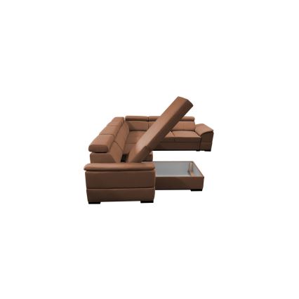 Sofá cama extensible con chaiselongue en forma de U universal con espacio de almacenamiento GRANADA marrón