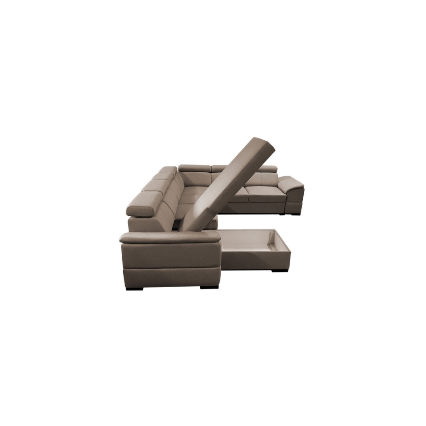 Sofá cama con chaiselongue en forma de U con almacenamiento GRANADA beige