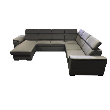 Sofá cama extensible con chaiselongue en forma de U y espacio de almacenamiento GRANADA gris oscuro