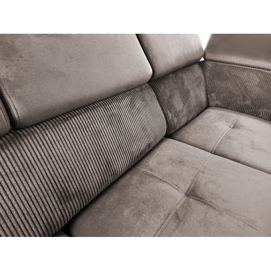 Sofá cama extensible con chaiselongue en forma de U universal con espacio de almacenamiento SALVADA beige
