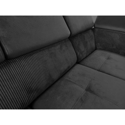 Sofá cama con chaiselongue en forma de U universal con espacio de almacenamiento SALVADA gris oscuro