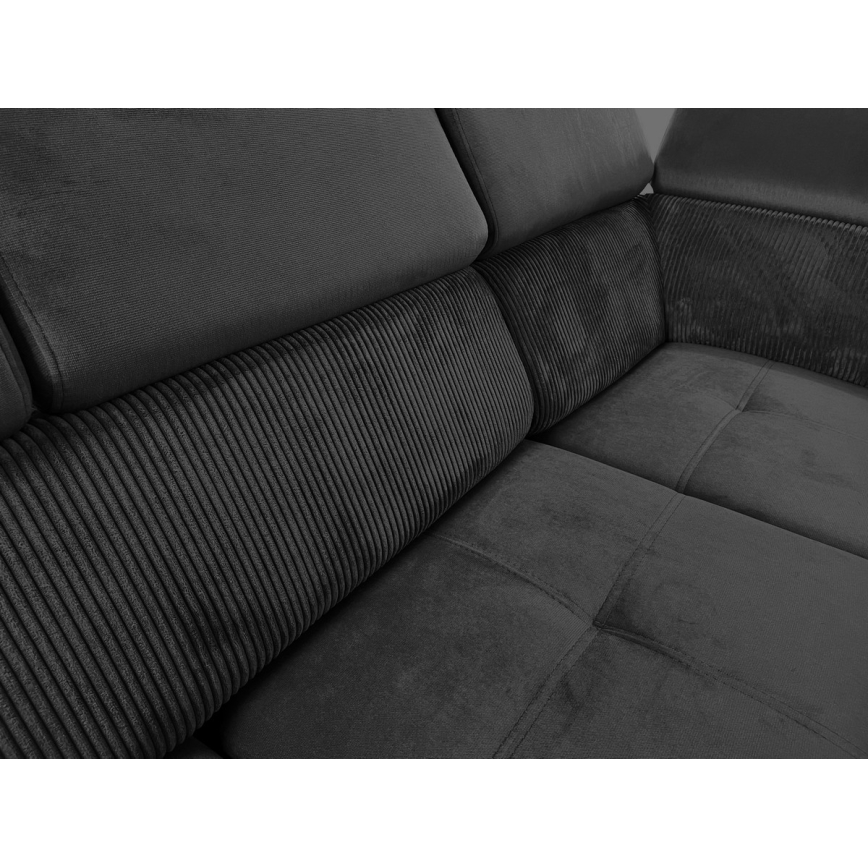 Sofá cama con chaiselongue en forma de U universal con espacio de almacenamiento SALVADA gris oscuro