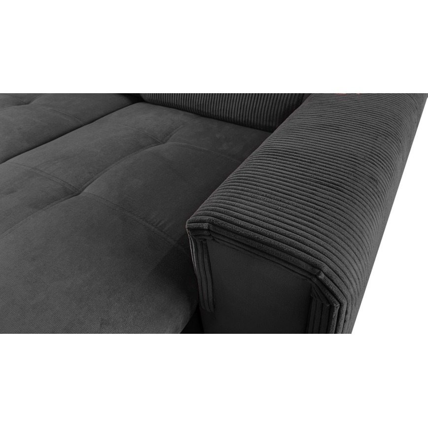 Sofá cama con chaiselongue en forma de U universal con espacio de almacenamiento SALVADA gris oscuro