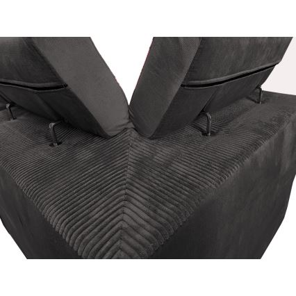 Sofá cama con chaiselongue en forma de U universal con espacio de almacenamiento SALVADA gris oscuro