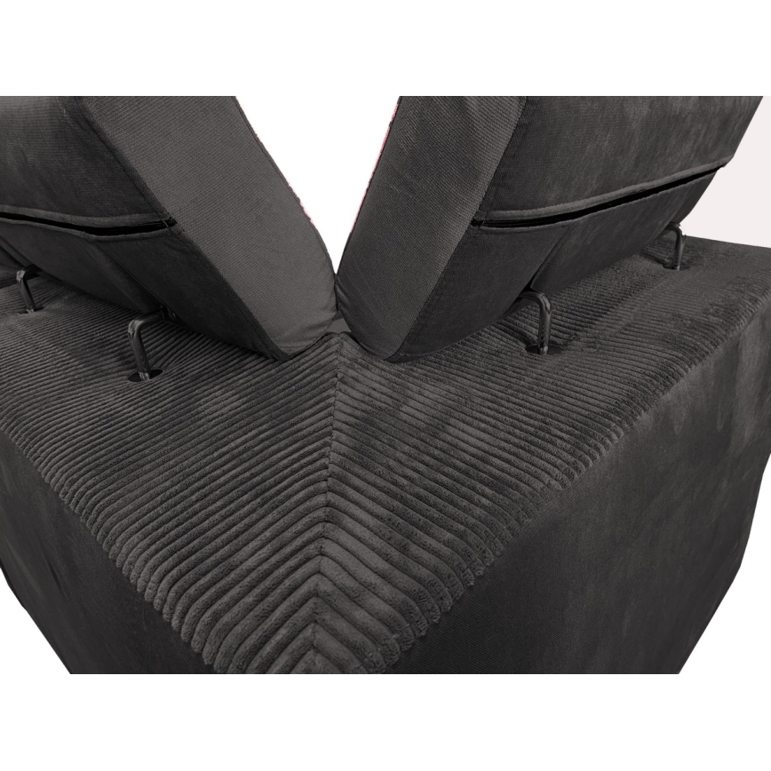 Sofá cama con chaiselongue en forma de U universal con espacio de almacenamiento SALVADA gris oscuro