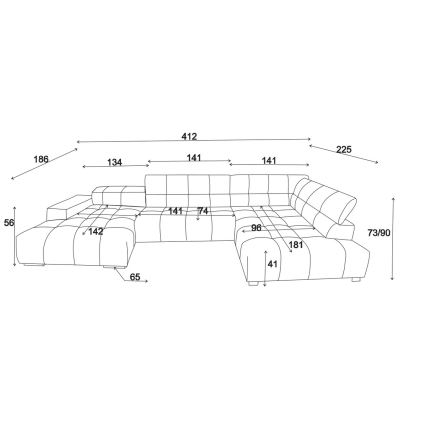Sofá esquinero en U TROPEA derecho beige