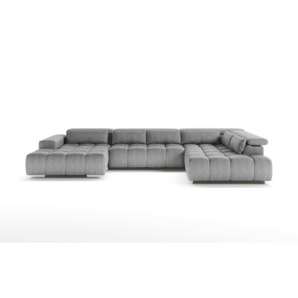Sofá esquinero en forma de U TROPEA con reposacabezas, lado derecho, gris