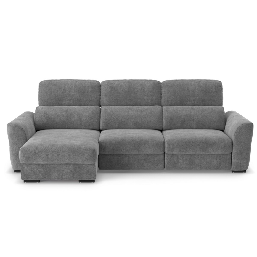 Sofá esquinero universal extensible de tres plazas con espacio de almacenamiento TRENTO gris
