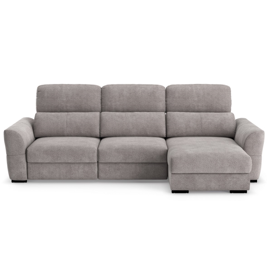 Sofá esquinero universal extensible de tres plazas con espacio de almacenamiento TRENTO taupe