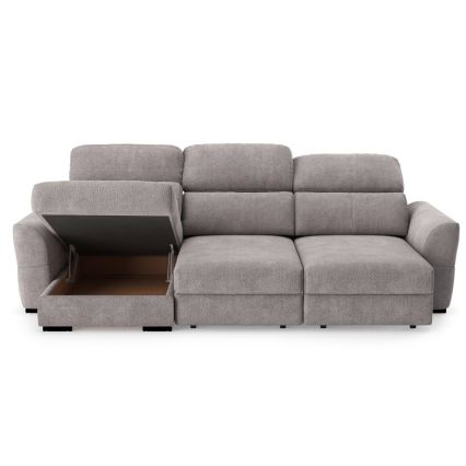 Sofá esquinero universal extensible de tres plazas con espacio de almacenamiento TRENTO taupe
