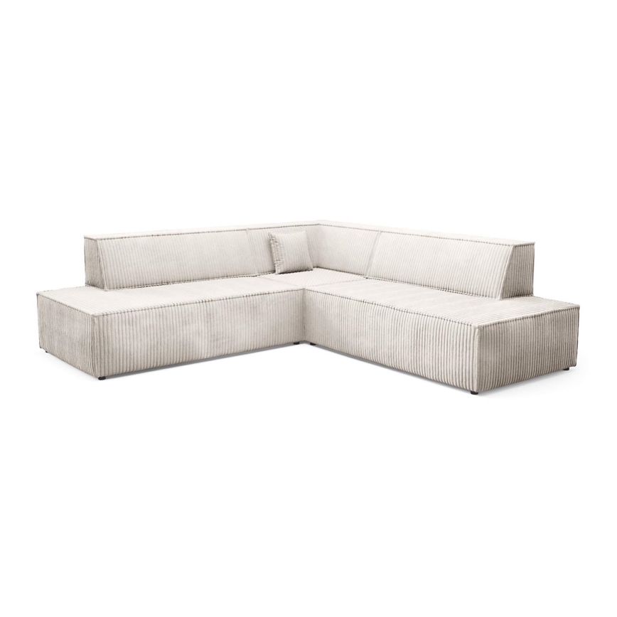 Sofá esquinero extensible en forma de L TERAMO con almacenamiento, lado derecho, color beige