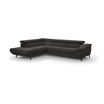 Sofá esquinero extensible en L BRESCIA con almacenamiento, lado izquierdo, color marrón