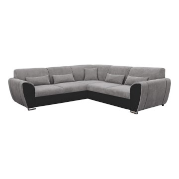 Sofá esquinero extensible en L con espacio de almacenamiento VISEU izquierdo gris/negro