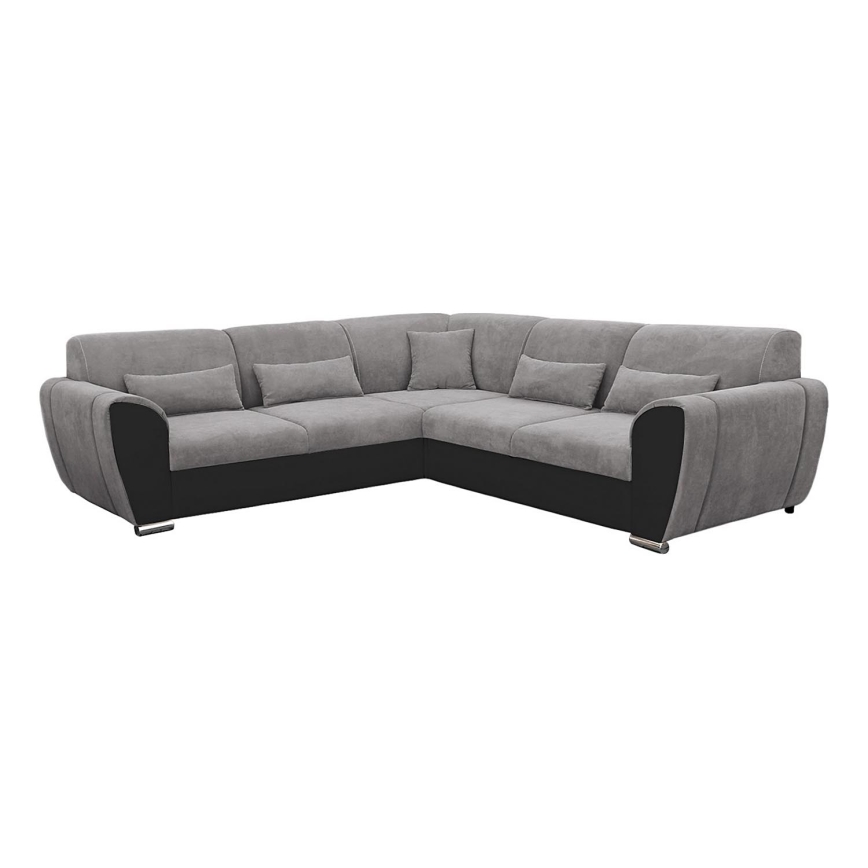 Sofá esquinero extensible en L con espacio de almacenamiento VISEU izquierdo gris/negro