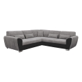 Sofá esquinero extensible en L con espacio de almacenamiento VISEU, lado derecho, gris/negro