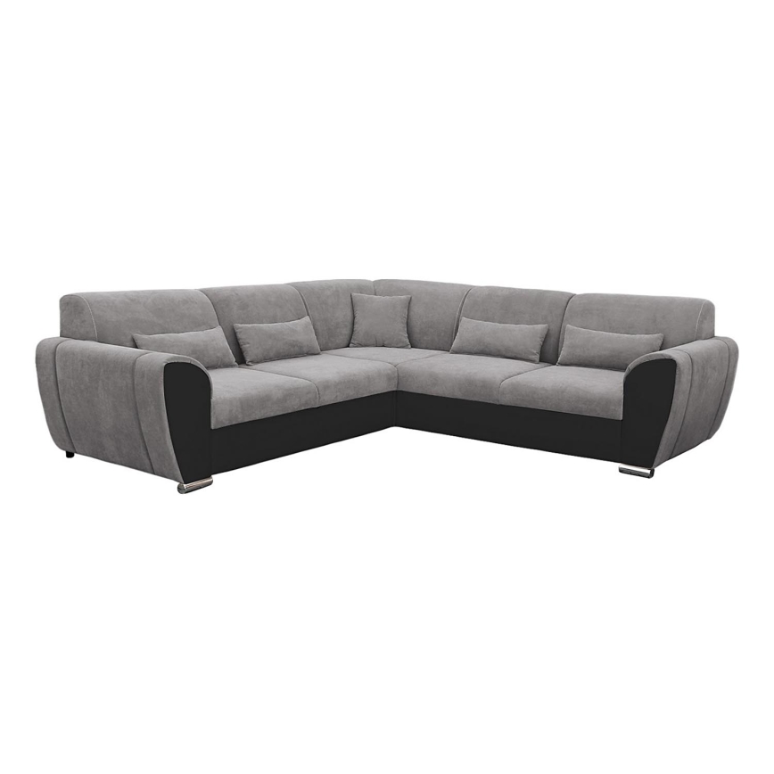 Sofá esquinero extensible en L con espacio de almacenamiento VISEU, lado derecho, gris/negro