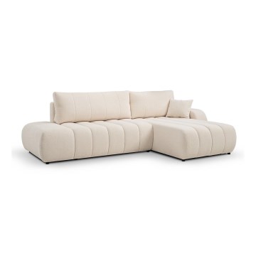 Sofá esquinero extensible en L DESIO con almacenamiento, lado derecho, beige