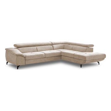 Sofá esquinero plegable en forma de L con espacio de almacenamiento BRESCIA derecho beige
