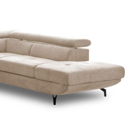 Sofá esquinero plegable en forma de L con espacio de almacenamiento BRESCIA derecho beige