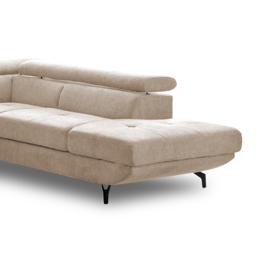 Sofá esquinero plegable en forma de L con espacio de almacenamiento BRESCIA derecho beige
