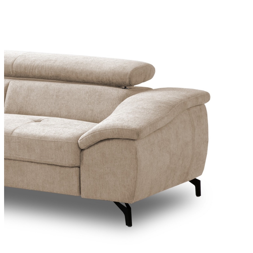 Sofá esquinero plegable en forma de L con espacio de almacenamiento BRESCIA izquierda beige