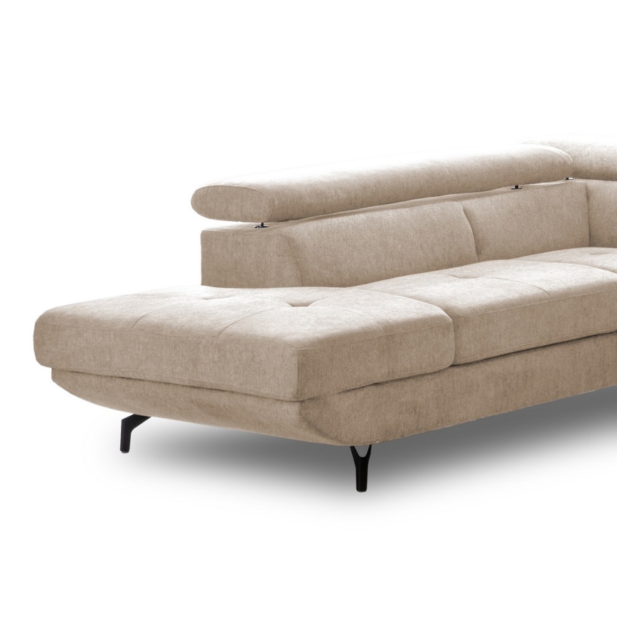 Sofá esquinero plegable en forma de L con espacio de almacenamiento BRESCIA izquierda beige