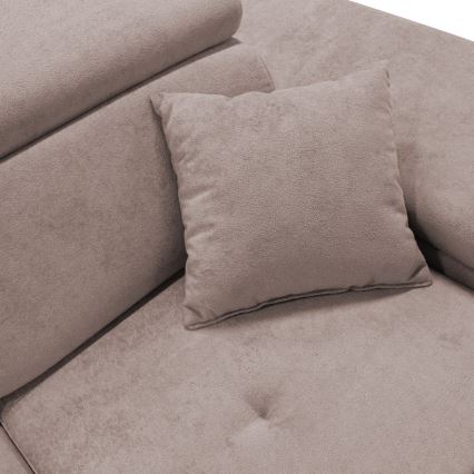 Sofá esquinero plegable en forma de L con espacio de almacenamiento CASTELO izquierda rosa