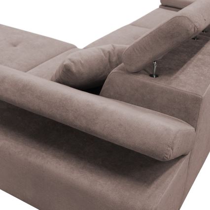 Sofá esquinero plegable en forma de L con espacio de almacenamiento CASTELO izquierda rosa