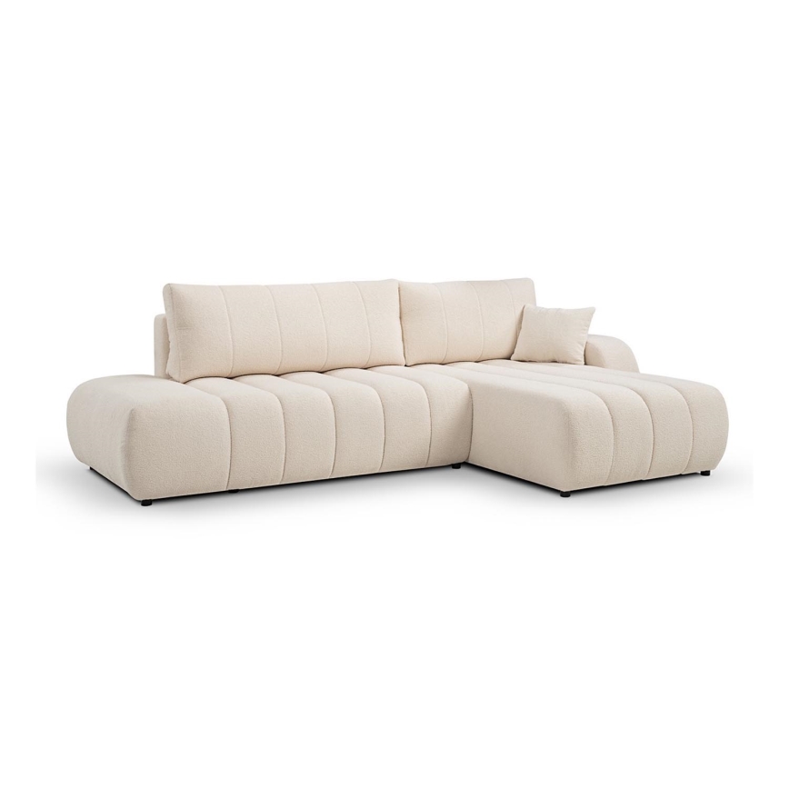 Sofá esquinero plegable en forma de L con espacio de almacenamiento DESIO derecho beige