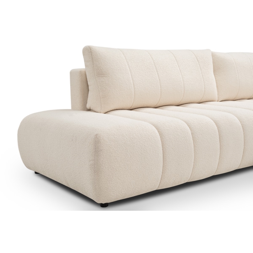 Sofá esquinero plegable en forma de L con espacio de almacenamiento DESIO derecho beige