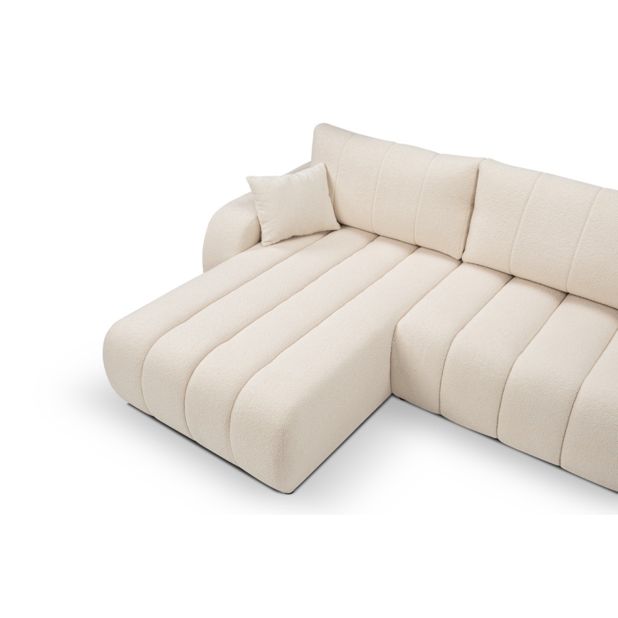 Sofá esquinero plegable en forma de L con espacio de almacenamiento DESIO izquierda beige
