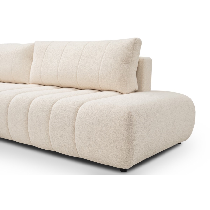 Sofá esquinero plegable en forma de L con espacio de almacenamiento DESIO izquierda beige