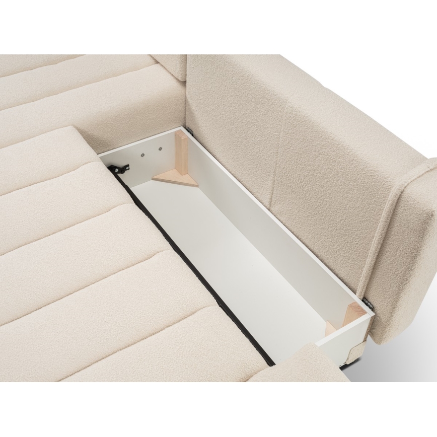 Sofá esquinero plegable en forma de L con espacio de almacenamiento DESIO izquierda beige