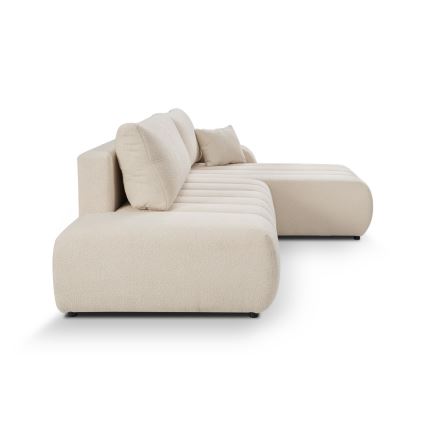 Sofá esquinero plegable en forma de L con espacio de almacenamiento DESIO izquierda beige